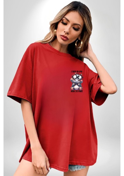 Hippopotamus Hadi Ya Yazılı Mizah Komik Tasarım Kırmızı Oversize Kadın Erkek Ön Minimal Baskılı Tişört indirimleri