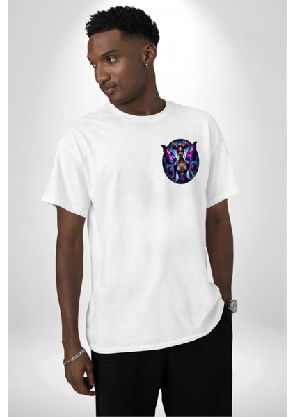 Hip Hop Dövme Kelebek Kız Özel Tasarım Beyaz Oversize Kadın Erkek Ön Minimal Baskılı Tişört fırsatları