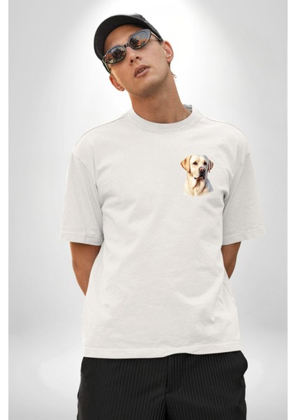 Sadık Dost Labrador Retriever Aşk Köpek Dostu Beyaz Oversize Kadın Erkek Ön Minimal Baskılı Tişört modelleri