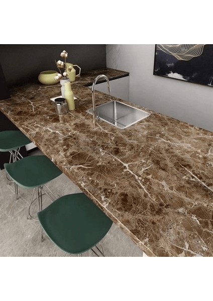 Mermer Desenli Masa Tezgah Mutfak Su Geçirmez Yapışkanlı Folyo Sticker Kahverengi 5x0,6m ( Lisinya ) fiyatları