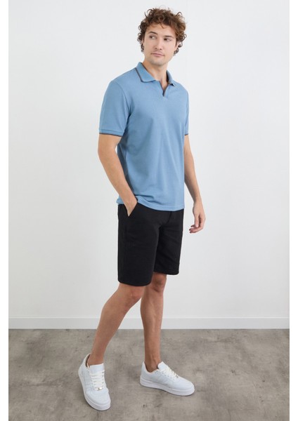 Çizgili Waffle Kumaş Polo Yaka Tişört fiyatları