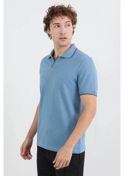 Çizgili Waffle Kumaş Polo Yaka Tişört modelleri