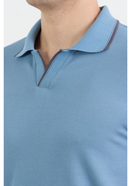 Çizgili Waffle Kumaş Polo Yaka Tişört indirimleri