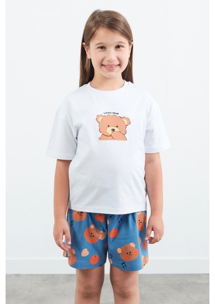 %100 Pamuk Ayıcık Baskılı Unisex Şortlu Pijama Takımı fiyatları
