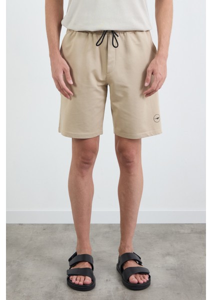 Beli Bağlamalı Baskılı Şort