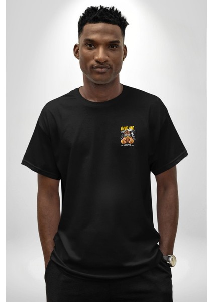 Astronot Ayı Grafik Tasarımı Siyah Oversize Kadın Erkek Ön Minimal Baskılı Tişört indirimleri