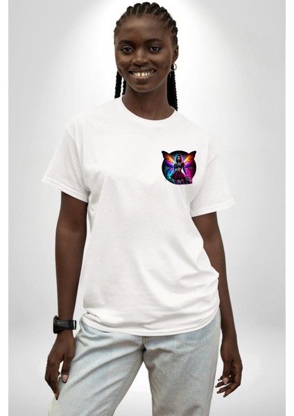 Crop Top Etek Retro Boom Box Plak Genç Kız Beyaz Oversize Kadın Erkek Ön Minimal Baskılı Tişört