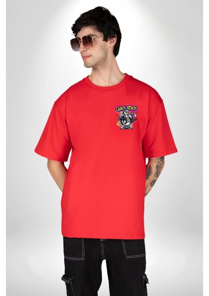 Gangster Tarzı Ördek Cool Spor Ayakkabı Kırmızı Oversize Kadın Erkek Ön Minimal Baskılı Tişört modelleri