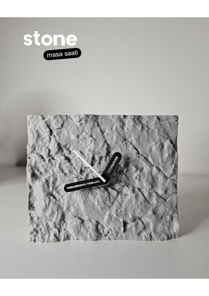 Stone Masa Saati | Taş Görünümlü Dekoratif Masa Saati