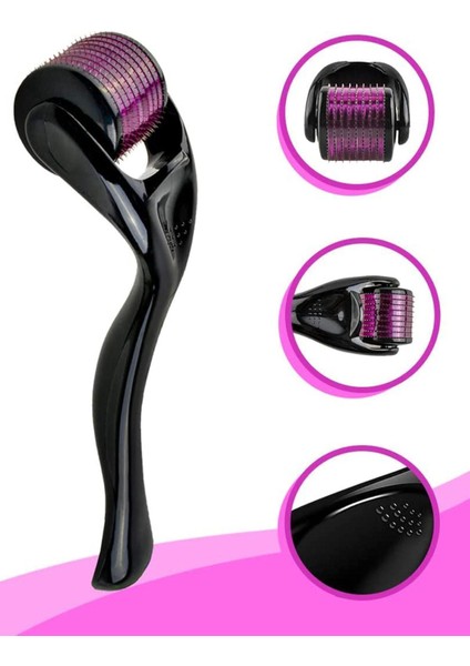 Iğneli Dermaroller Siyah Masaj Aleti ve Sakal Çıkarma Tarağı Erkekler Için