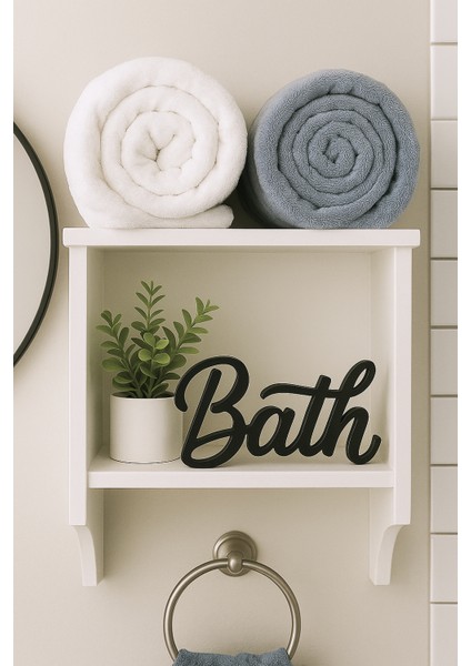 Bath Yazılı Dekoratif Banyo Biblosu | Banyolar Için Şık Dekor