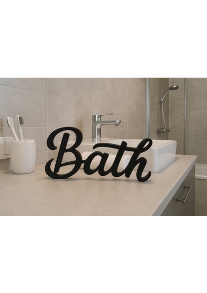 Bath Yazılı Dekoratif Banyo Biblosu | Banyolar Için Şık Dekor indirimleri
