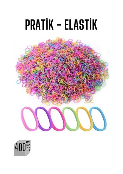 Turk Pratik Saç Lastik Toka 400 Adet Renkli - MCT1590-4405