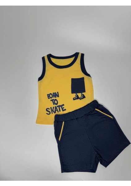 Erkek Bebek Born To Skate Baskılı Ikili Takım modelleri