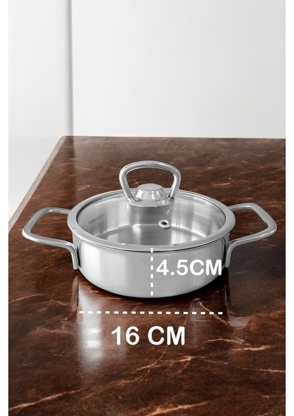 Turk Kapaklı Sahan Tencere 16 cm Mini Paslanmaz Çelik - MCT9682-9133
