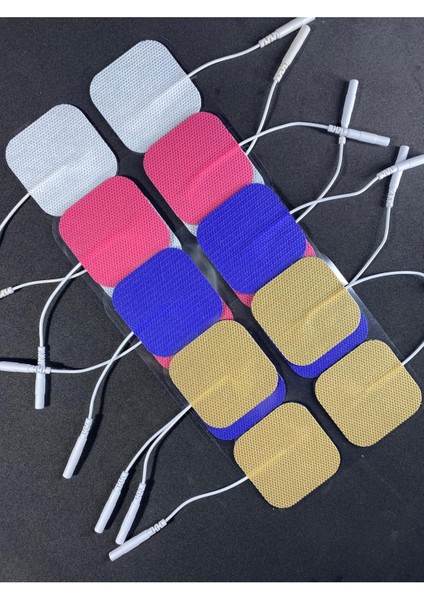 Renkli Tens Elektrod Pedi 5x5 Cm, 4 Paket, Güçlendirilmiş ve Yapışkanlı Kumaş