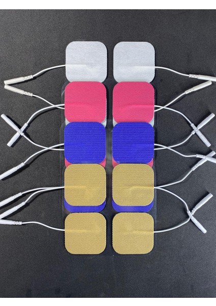 Renkli Tens Elektrod Pedi 5x5 Cm, 4 Paket, Güçlendirilmiş ve Yapışkanlı Kumaş fiyatları