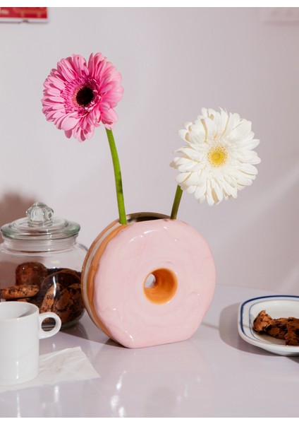 Çok Renkli Vazo Doıy Fast Food Donut Vazo Pembe indirimleri