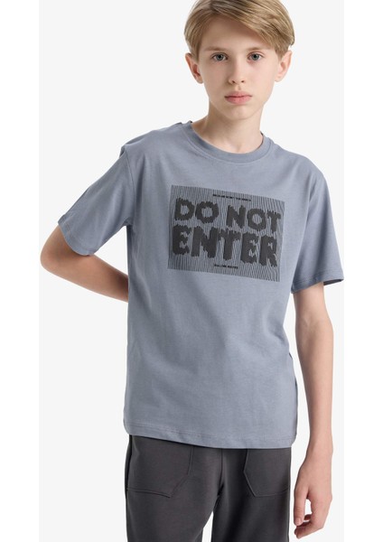 Erkek Çocuk Bisiklet Yaka Baskılı Kısa Kollu Tişört F3765A825AU