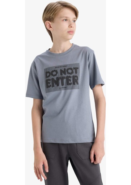 Erkek Çocuk Bisiklet Yaka Baskılı Kısa Kollu Tişört F3765A825AU fırsatları