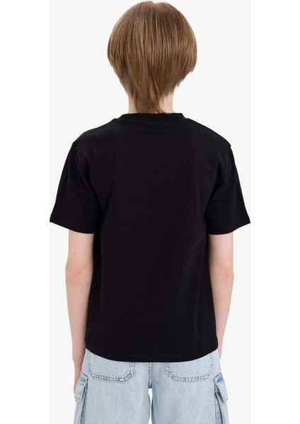 Erkek Çocuk Bisiklet Yaka Basic Düz Kısa Kollu Okul Tişörtü K1687A625AU