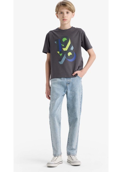 Erkek Çocuk Bisiklet Yaka Baskılı Kısa Kollu Tişört F3764A825AU fiyatları