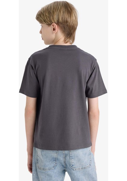 Erkek Çocuk Bisiklet Yaka Baskılı Kısa Kollu Tişört F3764A825AU
