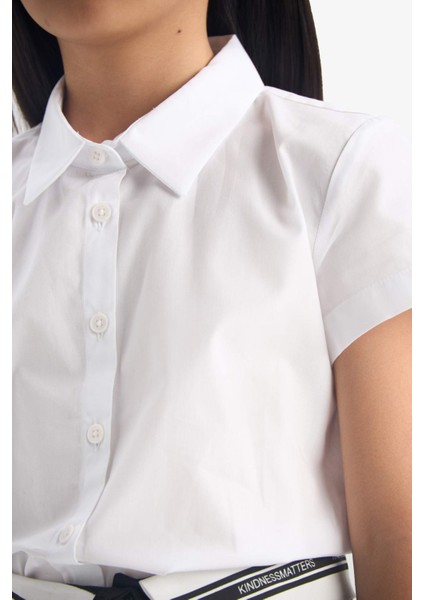 Kız Çocuk Poplin Kısa Kollu Okul Gömleği D6539A825AU fırsatları