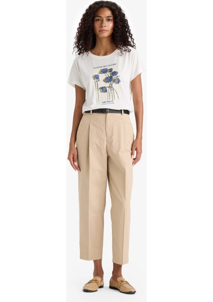 Bisiklet Yaka Çiçek Baskılı Kısa Kollu Tişört E5138AX25AU fiyatları