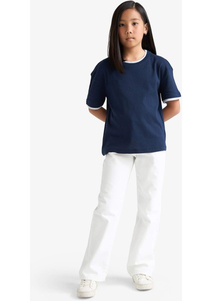 Kız Çocuk Relax Fit Ribana Kısa Kollu Tişört F8488A825HS fiyatları