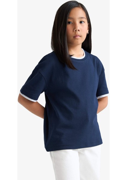 Kız Çocuk Relax Fit Ribana Kısa Kollu Tişört F8488A825HS fırsatları