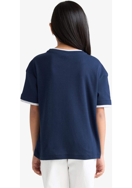 Kız Çocuk Relax Fit Ribana Kısa Kollu Tişört F8488A825HS