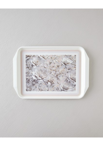 Blooming Pp Kaydırmaz Tepsi 39X30 cm Krem