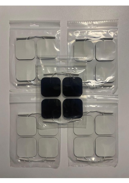5 Paket, 20 Adet 5x5 cm Güçlendirilmiş Yapışkanlı Tens Elektrod Pedi