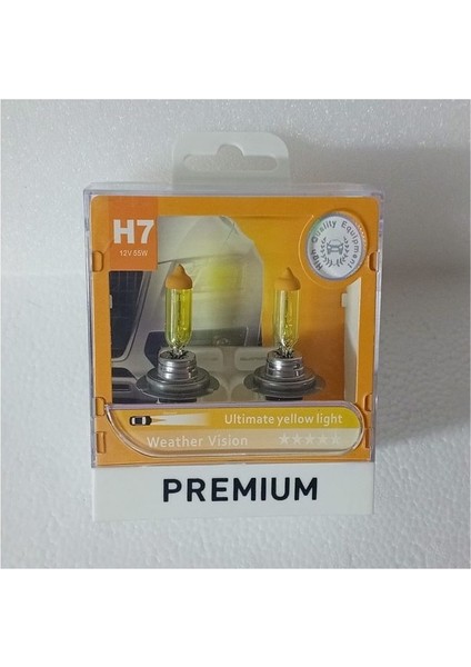 Premıum Far Ampulu Takımı 12V H7 55W Sarı Işık Yellow (Limon Sarısı H7)