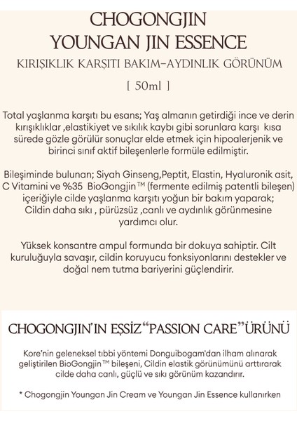 ve Sarkma Bakım Sunan Esans Chogongjın Youngan Jin Essence modelleri