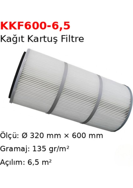 Kağıt Kartuş Filtre Ø320MM × 600MM 6,5m² Yüzey
