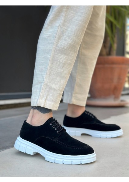 BA0237 Bağcıklı Klasik Yüksek Taban Siyah Süet Casual Erkek Ayakkabı