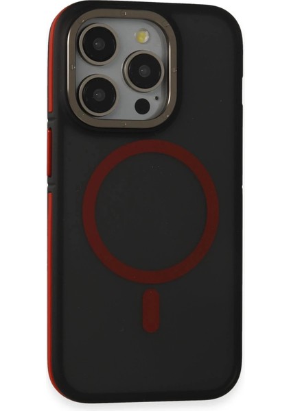 iPhone 15 Pro Max Rocky Magsafe Kapak - Siyah-Kırmızı
