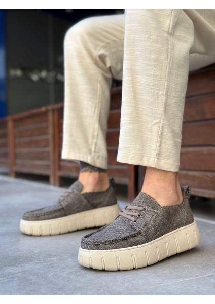BA0676 Boa Kahverengi Keten Yüksek Taban Erkek Yazlık Ayakkabı