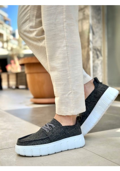 BA0676 Boa Gri Keten Yüksek Taban Erkek Yazlık Ayakkabı modelleri