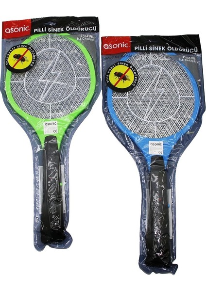 Asonic AS-A22 Pilli Raket Modeli Sinek Öldürücü Cız 2000V 3 Örgü Tasarım 21X50CM