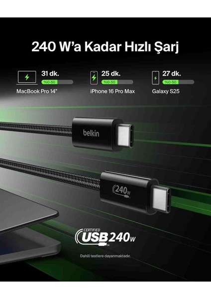 Boostcharge 240W Örgülü Usb-C Kablo 1.5 Metre Ikili Paket - Trendjet fiyatları