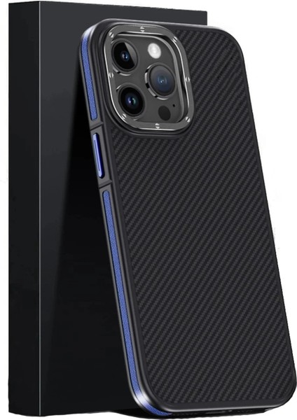 iPhone 15 Pro Max Kılıf Aramid 600D Kevlar Karbon Fiber Magsafe Kapak - Lacivert fiyatları