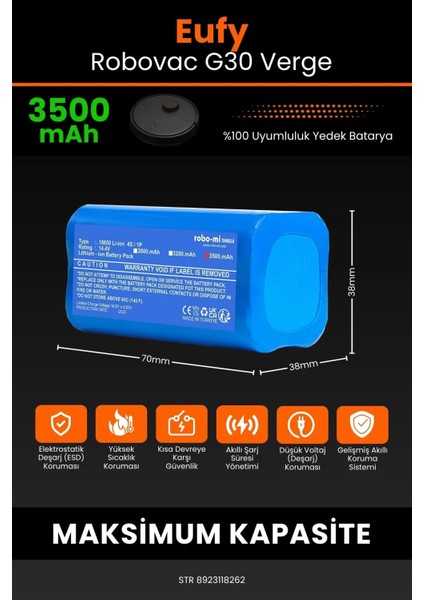 Eufy Robovac G30 Verge 3500MAH Robot Süpürge Bataryası - Gerçek Kapasite, Maksimum Güvenlik fiyatları
