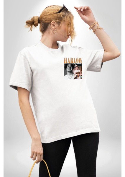 Jack Harlow Hip-Hop Rap Yıldızı Moda Beyaz Oversize Kadın Erkek Ön Minimal Baskılı Tişört fiyatları