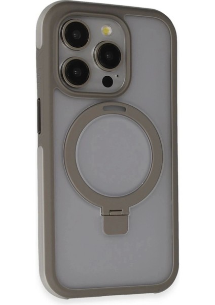 iPhone 15 Pro Zorda Airbag Magsafe Standlı Kapak - Titan Gri