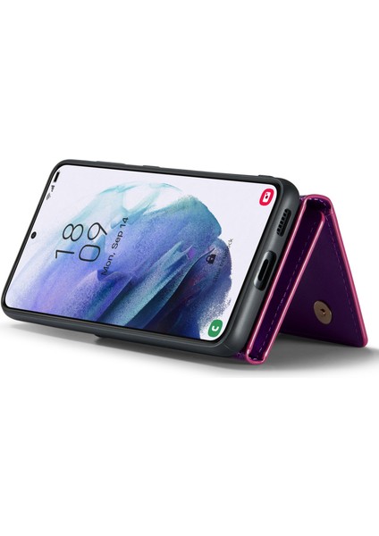 Samsung Galaxy S21 4g / 5g 2'si 1 Arada Simli Pu Deri Kaplamalı Pc + Tpu Düşmeye Karşı Manyetik Çıkarılabilir Fermuarlı Cüzdan Telefon Kılıfı Kickstand ile (Yurt Dışından) fırsatları