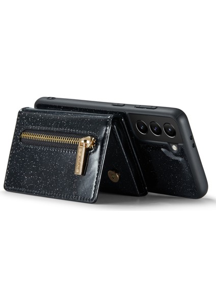 Samsung Galaxy S21 4g / 5g 2'si 1 Arada Simli Pu Deri Kaplamalı Pc + Tpu Düşmeye Karşı Manyetik Çıkarılabilir Fermuarlı Cüzdan Telefon Kılıfı Kickstand ile (Yurt Dışından) modelleri