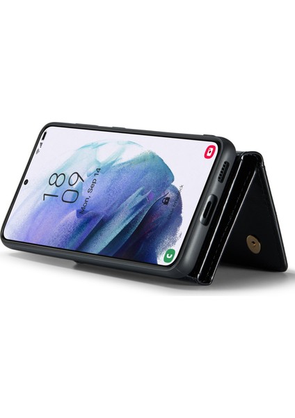 Samsung Galaxy S21 4g / 5g 2'si 1 Arada Simli Pu Deri Kaplamalı Pc + Tpu Düşmeye Karşı Manyetik Çıkarılabilir Fermuarlı Cüzdan Telefon Kılıfı Kickstand ile (Yurt Dışından) fırsatları